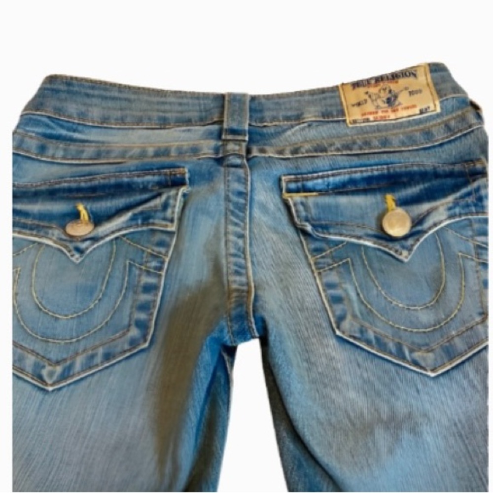 True Religion Jeans With Gold Stitching On Back Pockets Size 24 - Picture 4 of 10